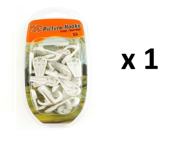 Large Picture Hooks - SHAW X Large Hard Wall Hooks 20/Pack FS12896
